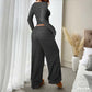 Women’s Casual Top and Wide-Leg Pants 2-Piece Set