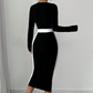 Women's Colorblock Square Neck Bodycon Midi Dress