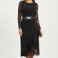 Elegant Lace Bodycon Dress with Asymmetrical Ruffle Hem