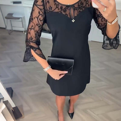 ⏳Limited-time 50% off⏰Sheer Lace Long Sleeve A-Line Mini Dress👗