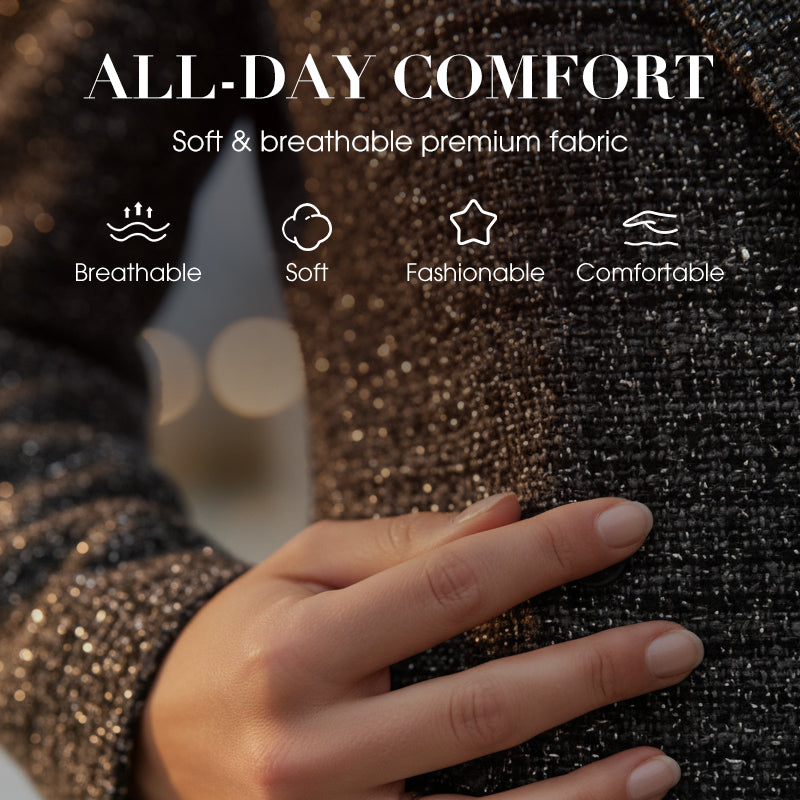 Women's Elegant Tweed Blazer & Skirt 2-Piece Set