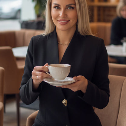 V-neck Long-Sleeve Fitted Blazer Dress