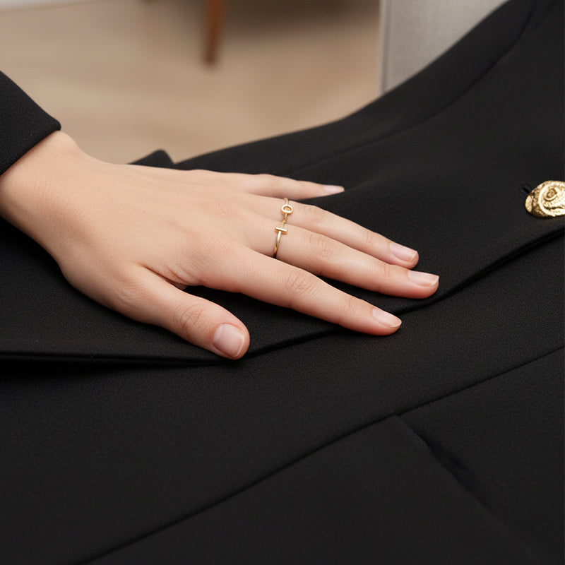 V-neck Long-Sleeve Fitted Blazer Dress