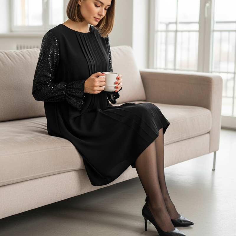 Women's Sequin Flared Sleeves Dress