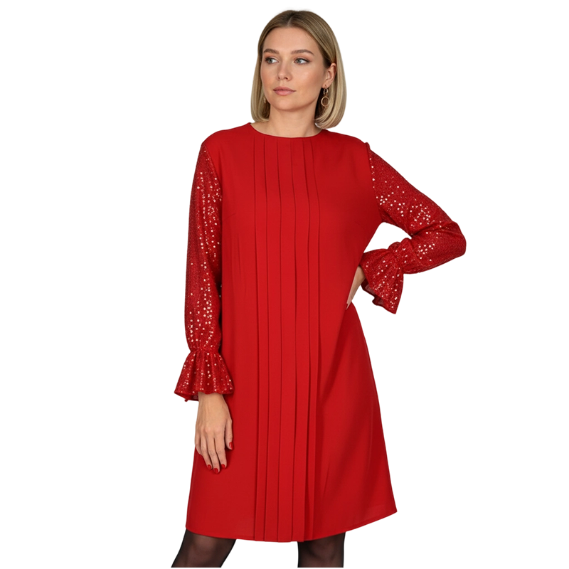 Women's Sequin Flared Sleeves Dress
