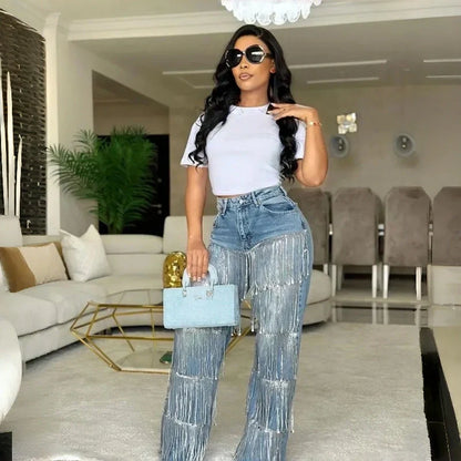 Women's Sequin Tassels Jeans