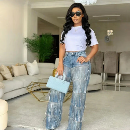 Women's Sequin Tassels Jeans