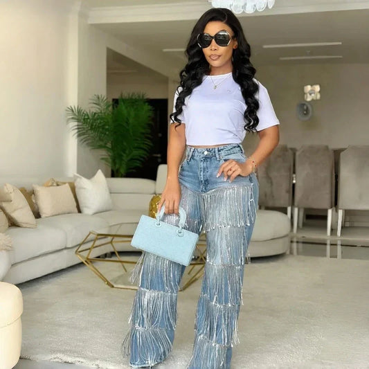 Women's Sequin Tassels Jeans