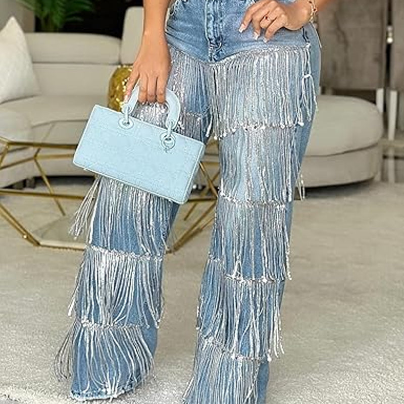 Women's Sequin Tassels Jeans