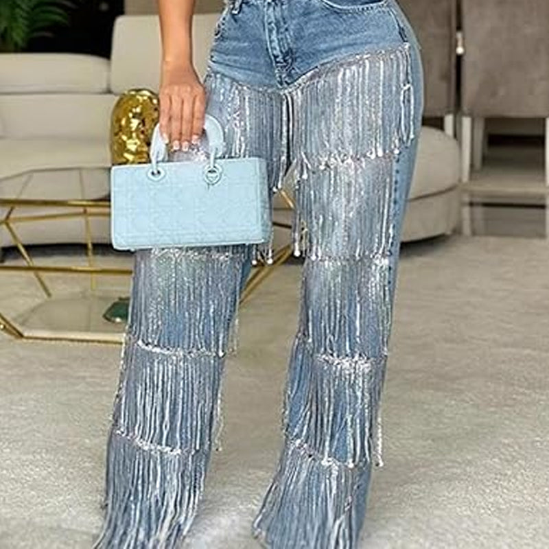 Women's Sequin Tassels Jeans