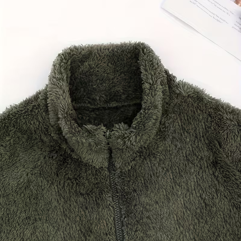 Women's Fuzzy Half-Zip Stand Collar Sweatshirt