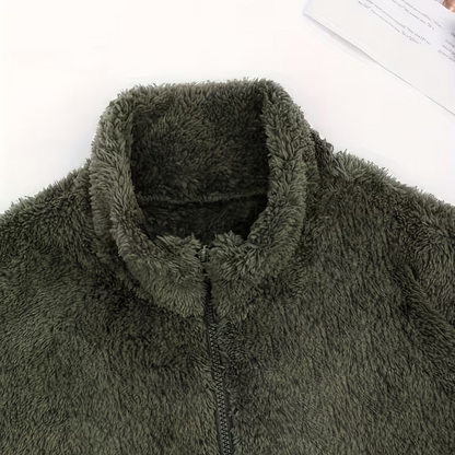 Women's Fuzzy Half-Zip Stand Collar Sweatshirt