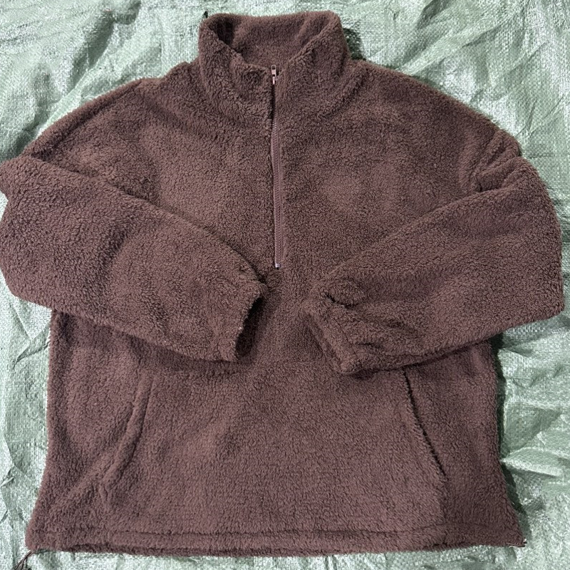 Women's Fuzzy Half-Zip Stand Collar Sweatshirt