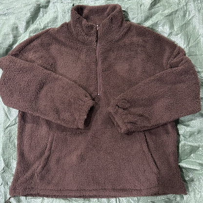 Women's Fuzzy Half-Zip Stand Collar Sweatshirt