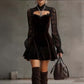 Women’s Elegant High-Neck Lace Sleeve Mini Dress