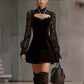 Women’s Elegant High-Neck Lace Sleeve Mini Dress