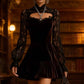 Women’s Elegant High-Neck Lace Sleeve Mini Dress