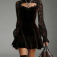 Women’s Elegant High-Neck Lace Sleeve Mini Dress