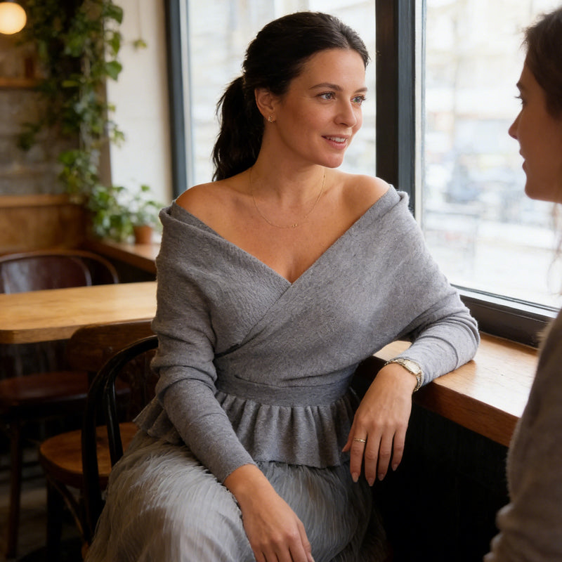 Women’s Elegant Off-Shoulder Knit Patchwork Midi Dress