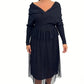 Women’s Elegant Off-Shoulder Knit Patchwork Midi Dress