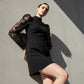Elegant Lace Long Sleeve High Neck Dress