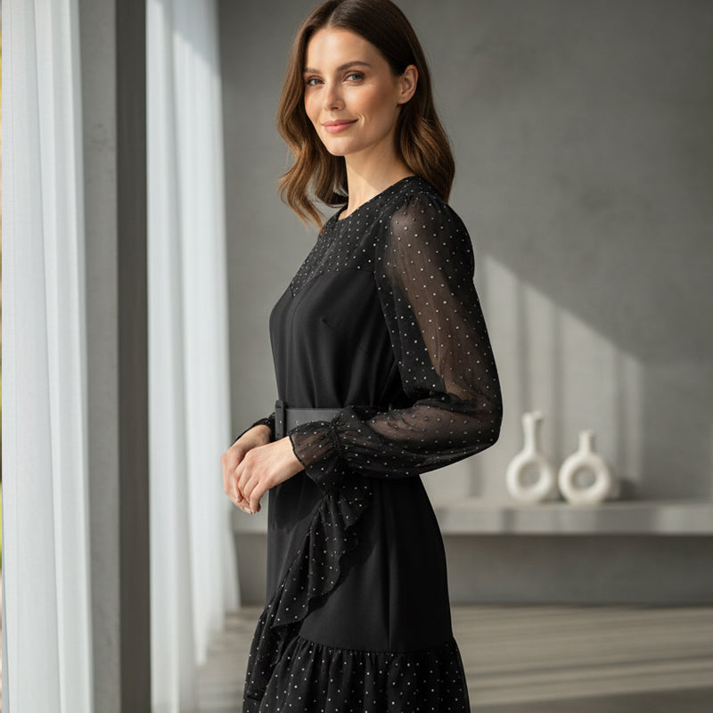 Women's V-Neck Ruffle Hem Dress