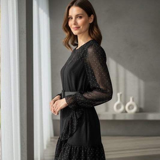 Women's V-Neck Ruffle Hem Dress