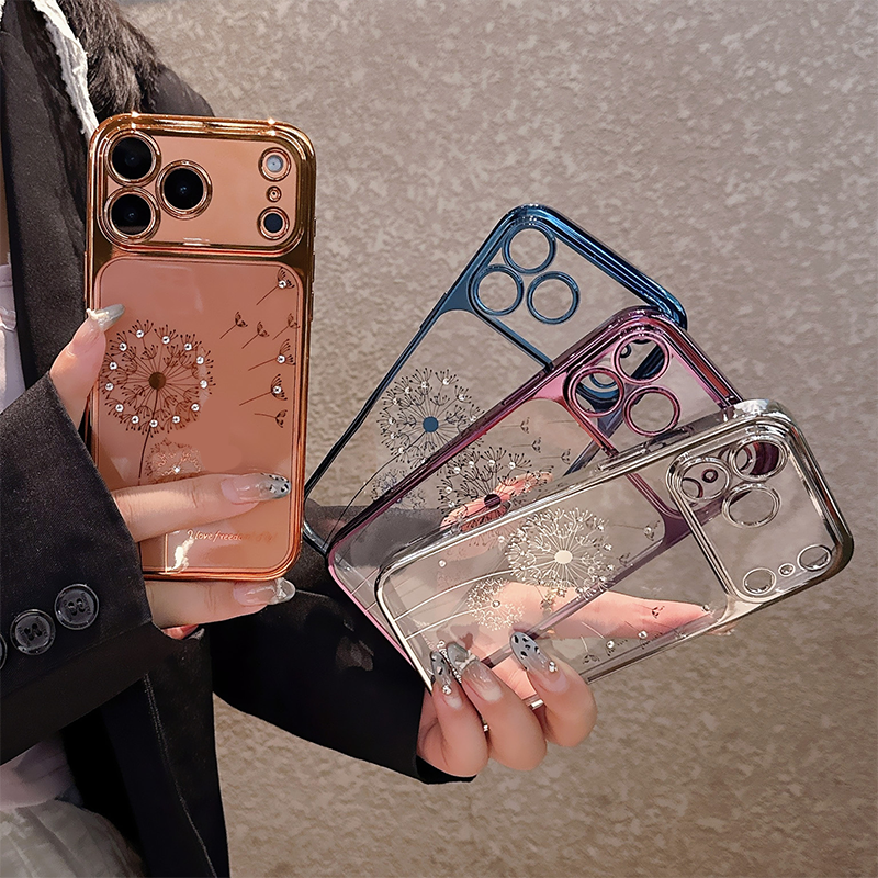 Transparent Dandelion Rhinestone iPhone Case