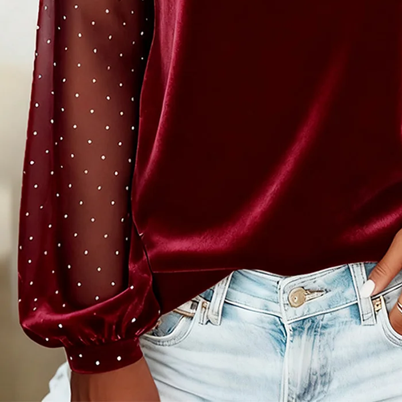 Women’s Cowl Neck Glitter Long-Sleeve Tops