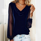 Women’s Cowl Neck Glitter Long-Sleeve Tops