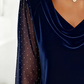 Women’s Cowl Neck Glitter Long-Sleeve Tops