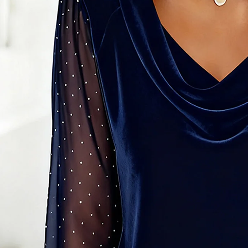 Women’s Cowl Neck Glitter Long-Sleeve Tops