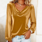 Women’s Cowl Neck Glitter Long-Sleeve Tops