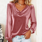 Women’s Cowl Neck Glitter Long-Sleeve Tops