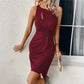 Women's Hollow Out Twist-Knot Pleated Cocktail Dress
