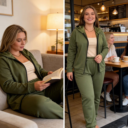 Women's Warm Lined Hooded Tracksuit Set