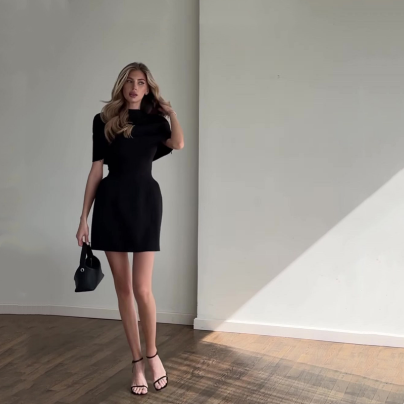 Women's Square-Neck Dress & Cape 2-Piece Set