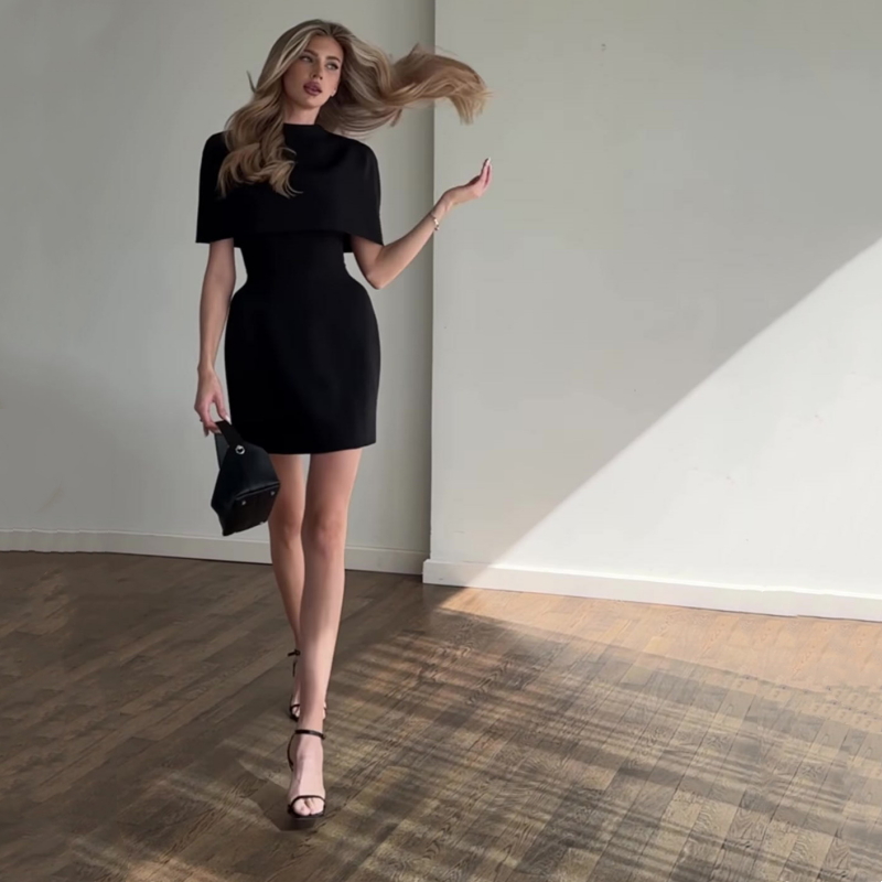 Women's Square-Neck Dress & Cape 2-Piece Set