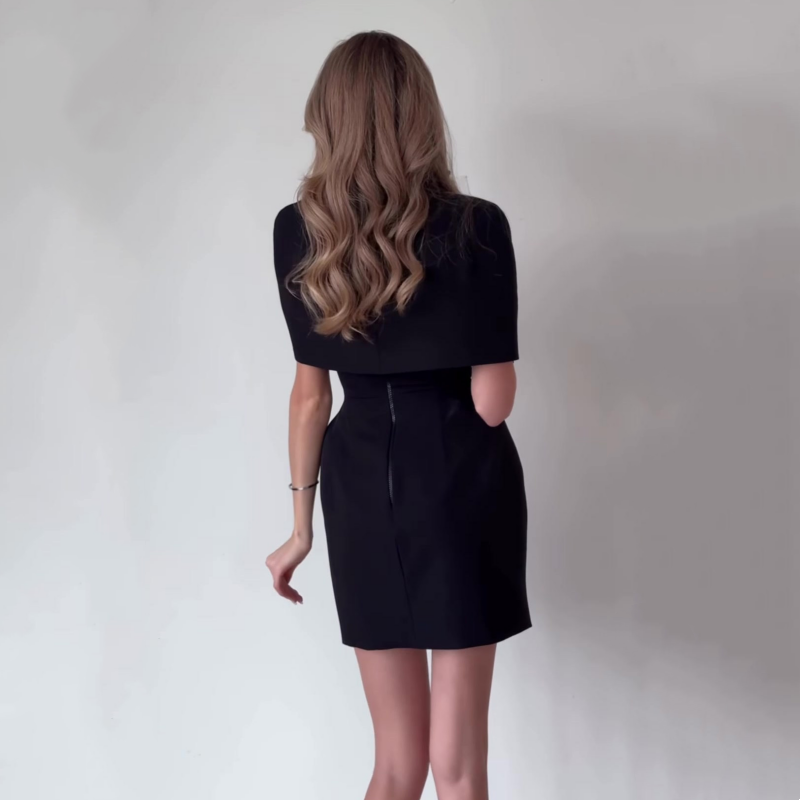 Women's Square-Neck Dress & Cape 2-Piece Set