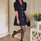 Women’s Lapel Puff Sleeve A-Line Mini Dress