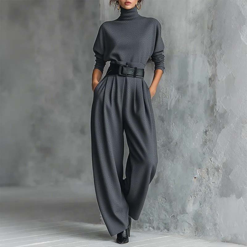 ⏳Limited-time 49% off⏰Women’s Elegant Turtleneck Top & High-Waist Pants Set👚👖
