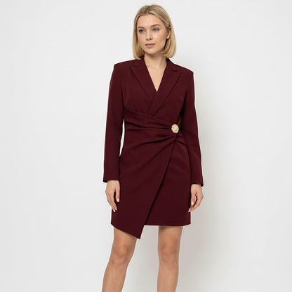 Women’s Elegant V-Neck Wrap Blazer Mini Dress