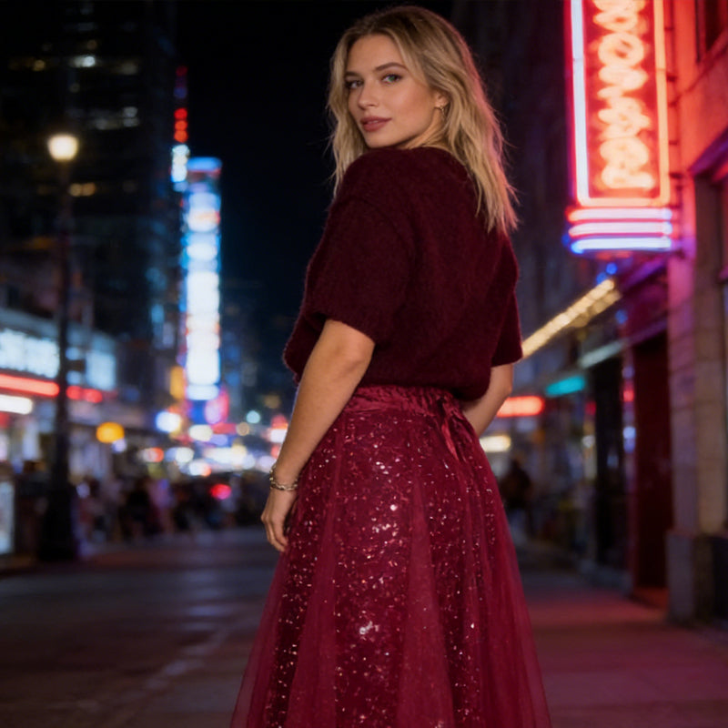 👗 Women's Sparkle Top & Tulle Skirt Set-Dazzling & Elegant Two-Piece Set✨