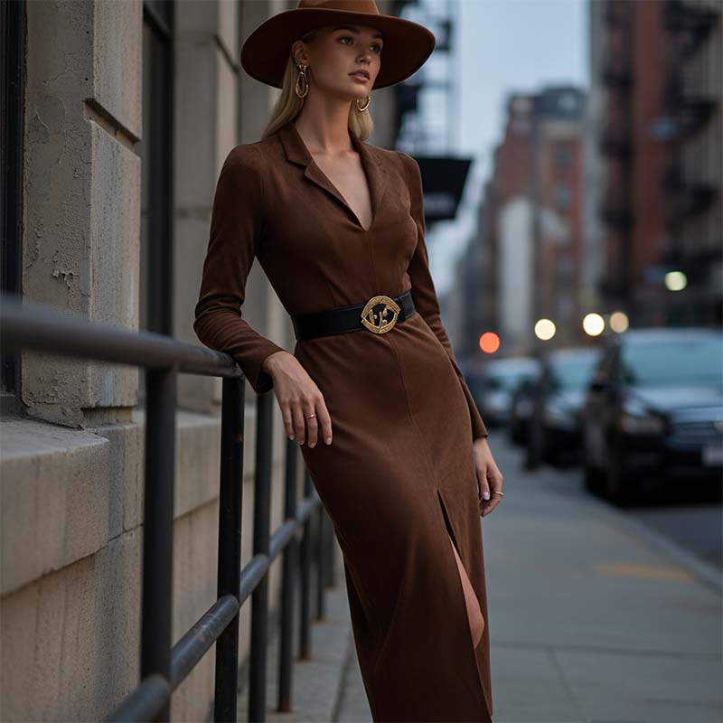 Women's Long Sleeve V-Neck Bodycon Dress