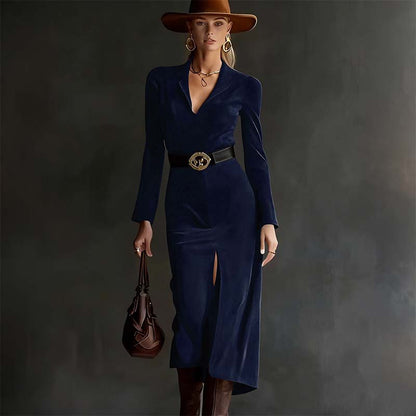 Women's Long Sleeve V-Neck Bodycon Dress