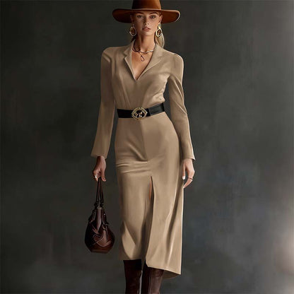 Women's Long Sleeve V-Neck Bodycon Dress
