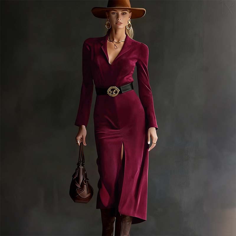 Women's Long Sleeve V-Neck Bodycon Dress