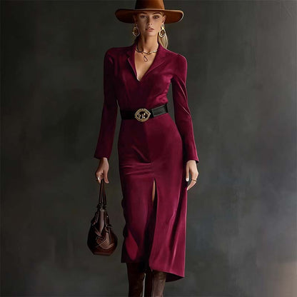 Women's Long Sleeve V-Neck Bodycon Dress