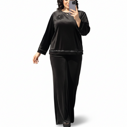 Women's Relaxed Fit Top and Wide-Leg Pants Set
