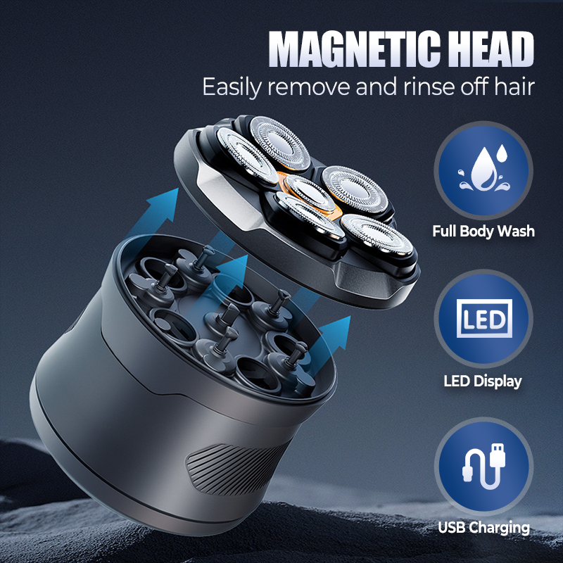 6D Waterproof Head Shaver Kit for Bald Men